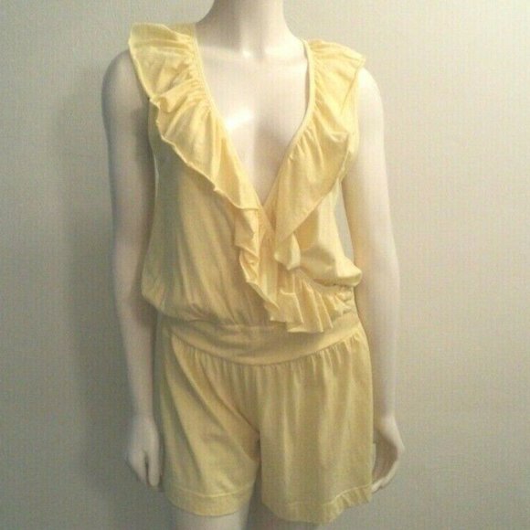 New Ogle Romper Sz. Small Yellow V Neck Sleeveless - Picture 1 of 8